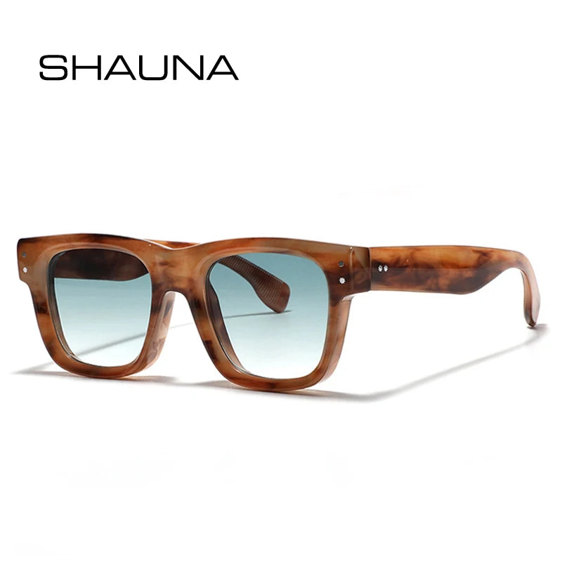 SHAUNA New Square Men Rivets Sunglasses Shades UV400 Retro Gradient Women Trending Sun Glasses