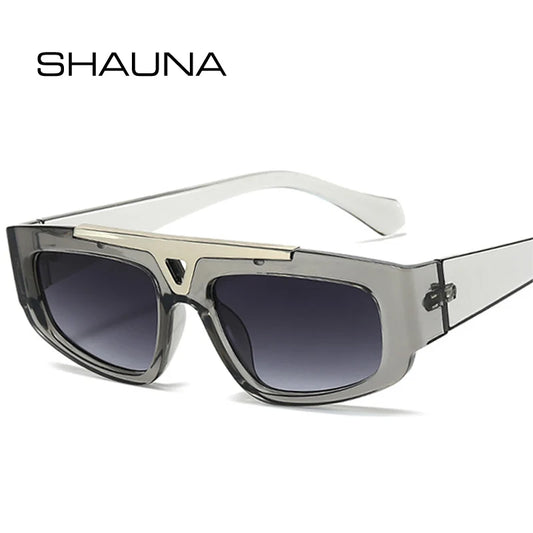 SHAUNA Lunettes de soleil rétro en métal creux pour hommes et femmes, verres dégradés, marque de mode, UV400, tendance