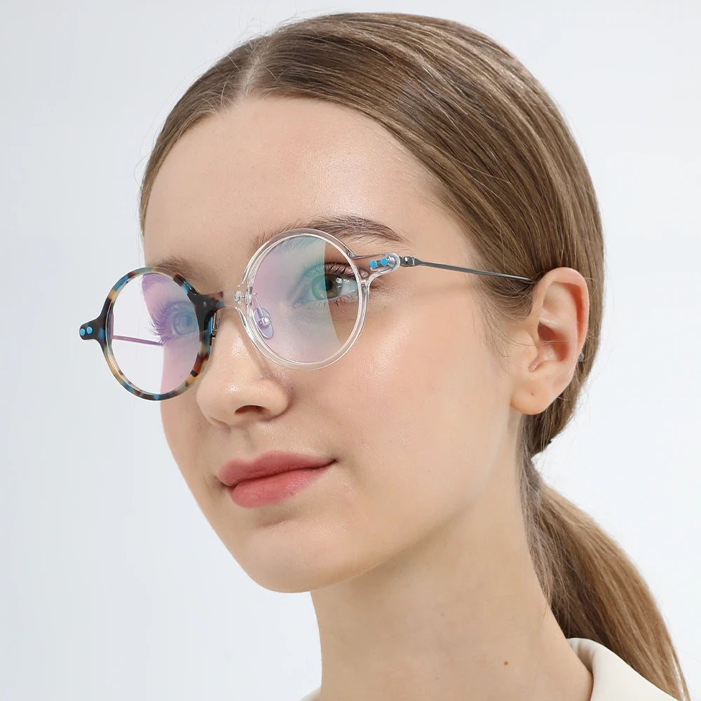 FONEX Acétate Titane Lunettes Femmes 2022 Nouveau Vintage Rétro Rond Lunettes Cadre Hommes Lunettes Lunettes F85701