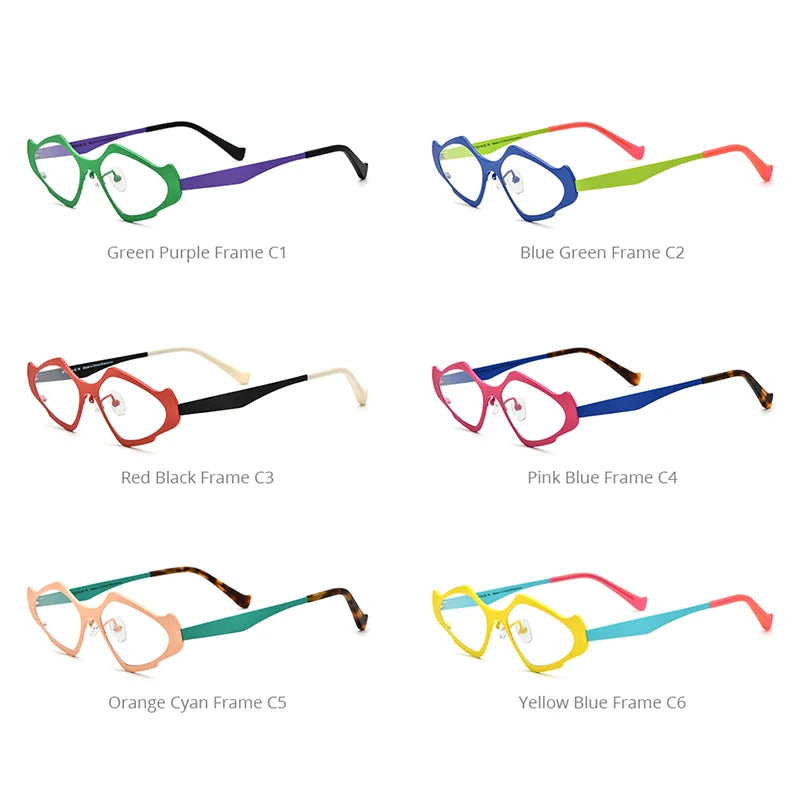 FONEX Pure Titanium Glasses Women 2024 New Men Colorful Retro Cat Eye Eyeglasses  Eyewear F85811