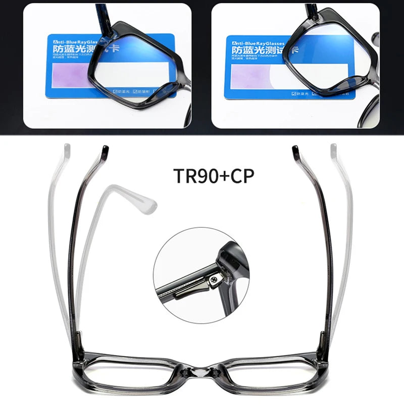 SHAUNA Retro Anti Blue Light TR90 Square Women Glasses Frame Clear Optical Lens Eyewear Men Spring Hinge Computer Glasses