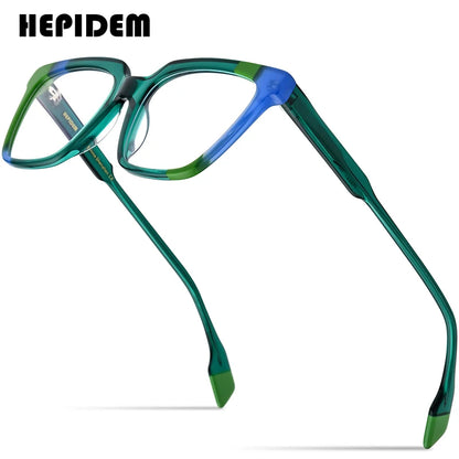 HEPIDEM Multicolor Acetate Glasses Men Retro Square Eyeglasses Women Frame Spectacles Eyewear 9227