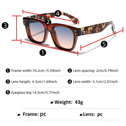 SHAUNA New Square Men Rivets Sunglasses Shades UV400 Retro Gradient Women Trending Sun Glasses