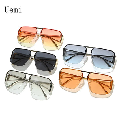 Uemi Fashion Retro Quadratische Sonnenbrille für Damen Vintage Metallrahmen Pilot Herren Luxus Klare Linse Trendy Shades UV400 Sonnenbrille