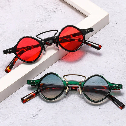 SHAUNA Retro Double Bridges Small Square Sunglasses Women Fashion Red Purple Shades UV400 Men Rivets Sun Glasses