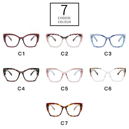 SHAUNA Retro Colorful Leopard Cat Eye Women TR90 Glasses Frame Clear Anti Blue Light Men Optical Eyewear