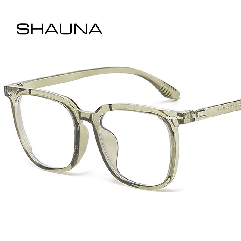 SHAUNA Mode Femmes Carré Clair Anti Lumière Bleue Lunettes Cadre Hommes Optique Lunettes Rétro Rivets Cadre