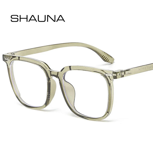 SHAUNA Fashion Women Square Clear Anti Blue Light Glasses Frame Men Optical Eyewear Retro Rivets Frame