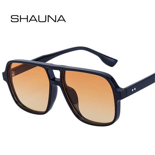 SHAUNA Retro Double Bridges Square Women Gradient Sunglasses Shades UV400 Fashion Rivets Decoration Men Sun Glasses