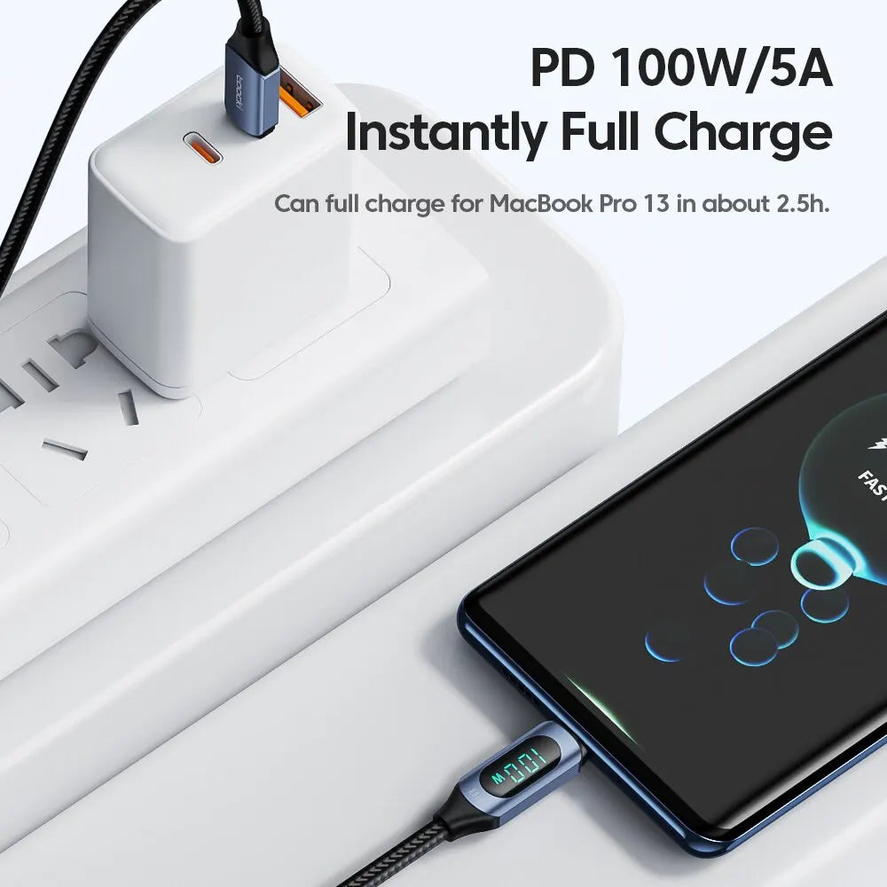 Toocki Typ C zu Typ C Kabel 100W PD Schnelle Lade Ladegerät USB C zu USB C Display Kabel für Xiaomi POCO F3 Realme Macbook iPad