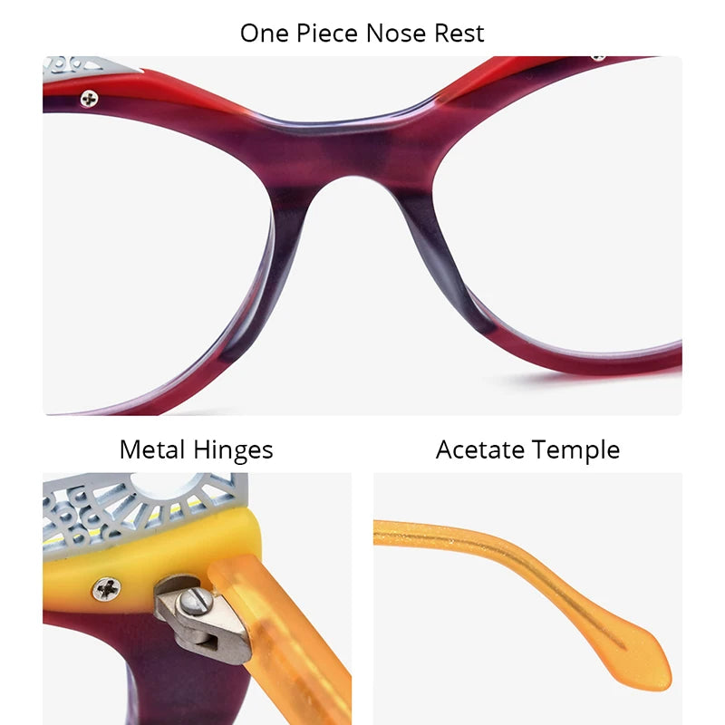 Monture de lunettes en acétate HEPIDEM pour femmes, nouvelle monture de lunettes rétro à la mode œil de chat, lunettes H9365, 2024