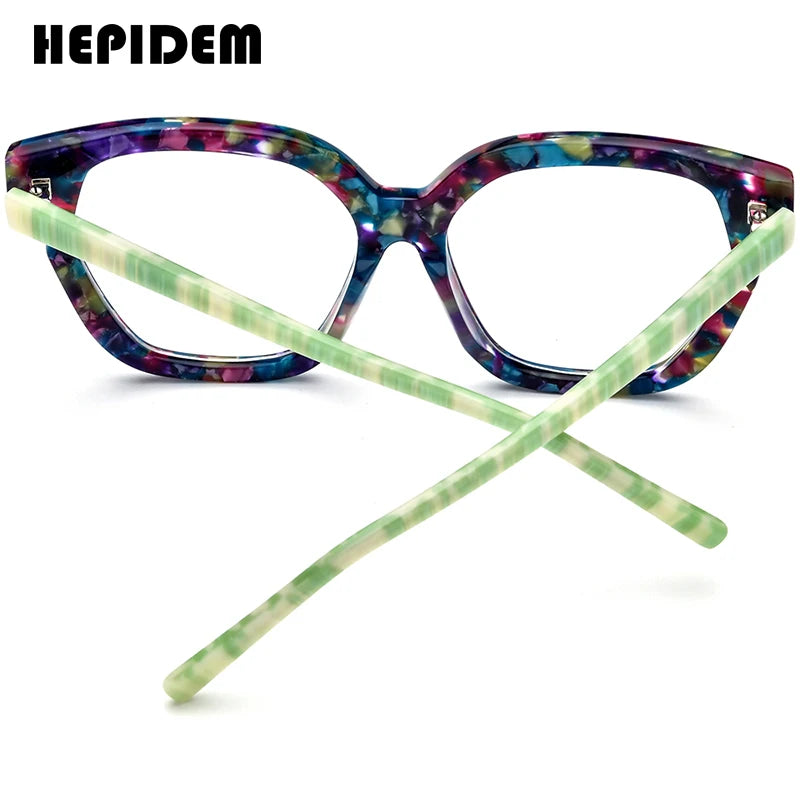 HEPIDEM Acetate Glasses Women 2024 New Fashion Cat Eye Eyeglasses Spectacles Eyewear H9340