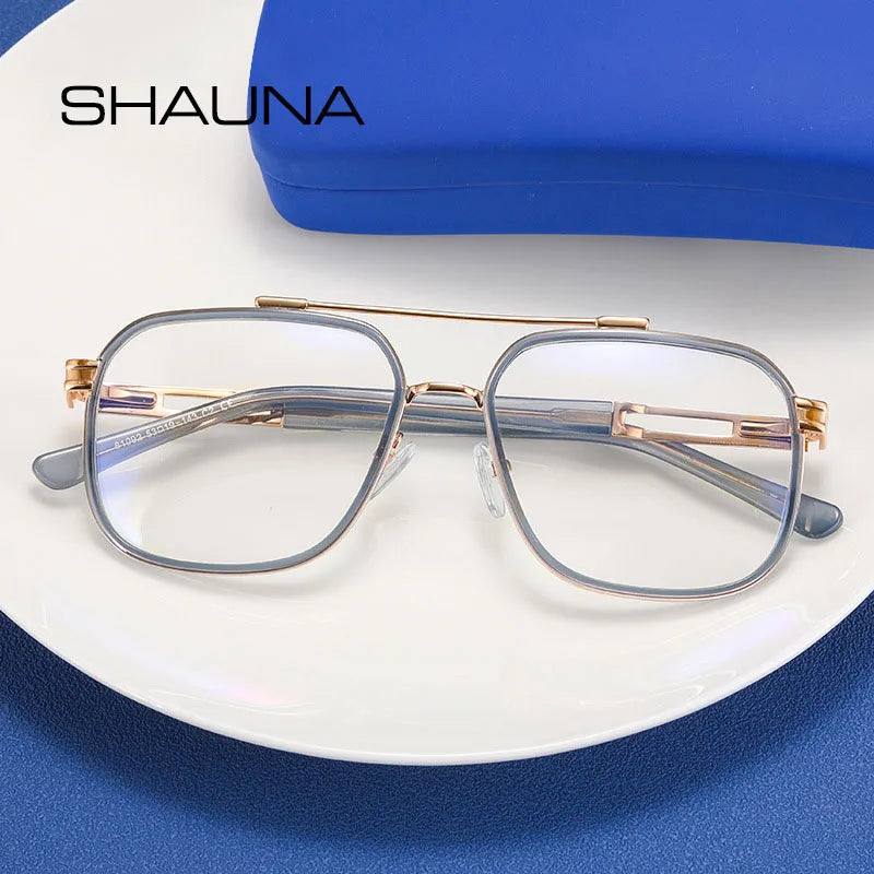 SHAUNA Anti-Blue Light TR90 Fashion Square Frames Retro Optical Frame Computer Glasses