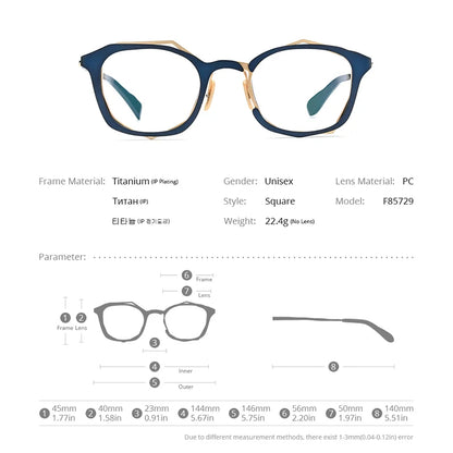 FONEX Lunettes en titane pur pour hommes Rétro Vintage 2022 Nouvelles lunettes à monture carrée Lunettes F85729