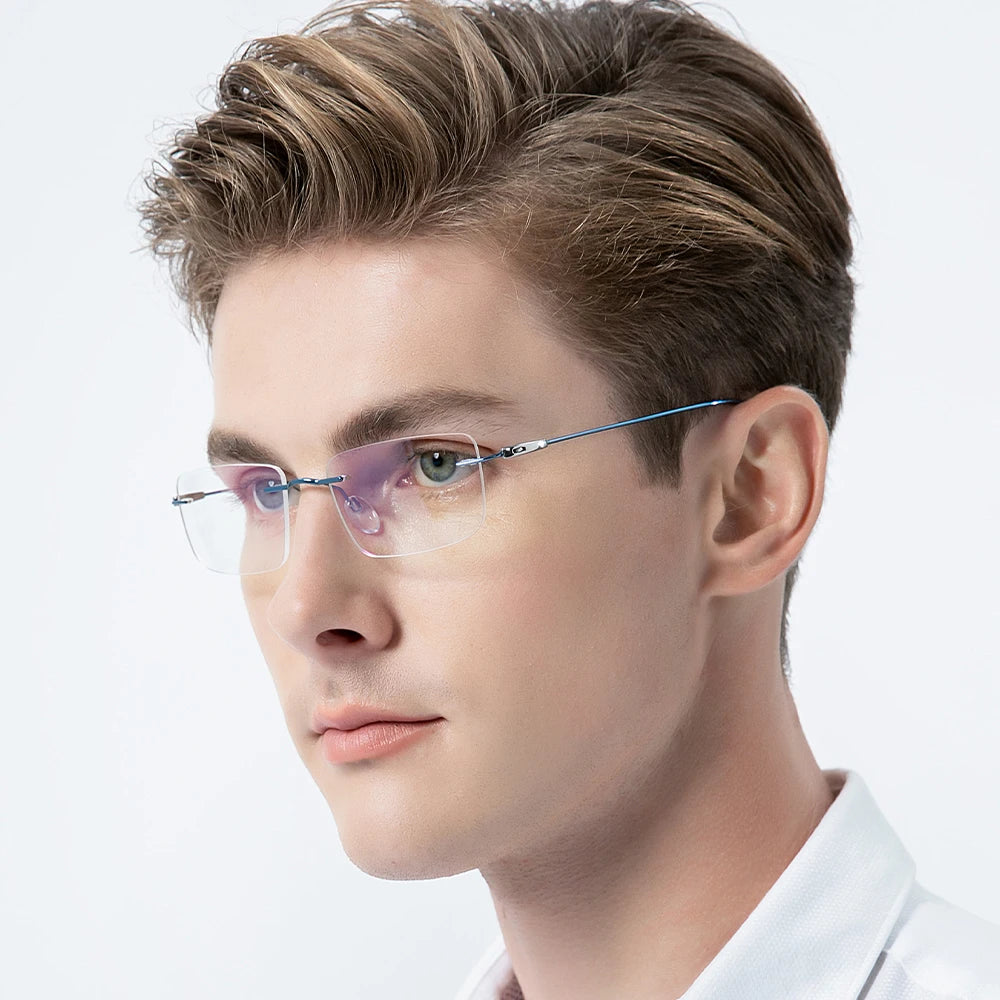 Lunettes sans monture en titane FONEX pour hommes 2023 Lunettes carrées sans cadre pour femmes Lunettes sans vis F85708