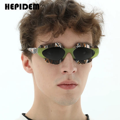 HEPIDEM Matte Colorful Acetate Polarized Sunglasses Men 2023 Retro Trendy Design Cat Eye Sun Glasses UV400 Women Shades H9291T