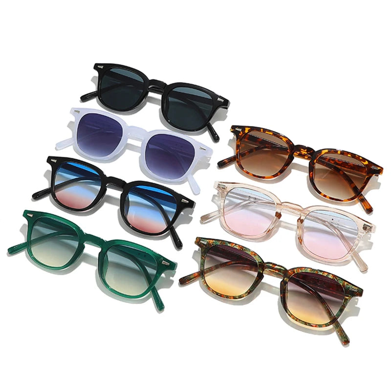 SHAUNA New Square Women Gradient Sunglasses Retro Rivets Men Trending Punk Sun Glasses