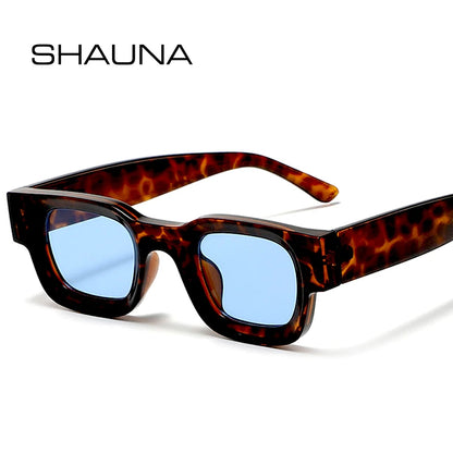 SHAUNA Ins Popular Metal Hinge Retro Small Rectange Sunglasses UV400