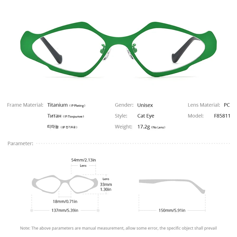 FONEX Pure Titanium Glasses Women 2024 New Men Colorful Retro Cat Eye Eyeglasses  Eyewear F85811