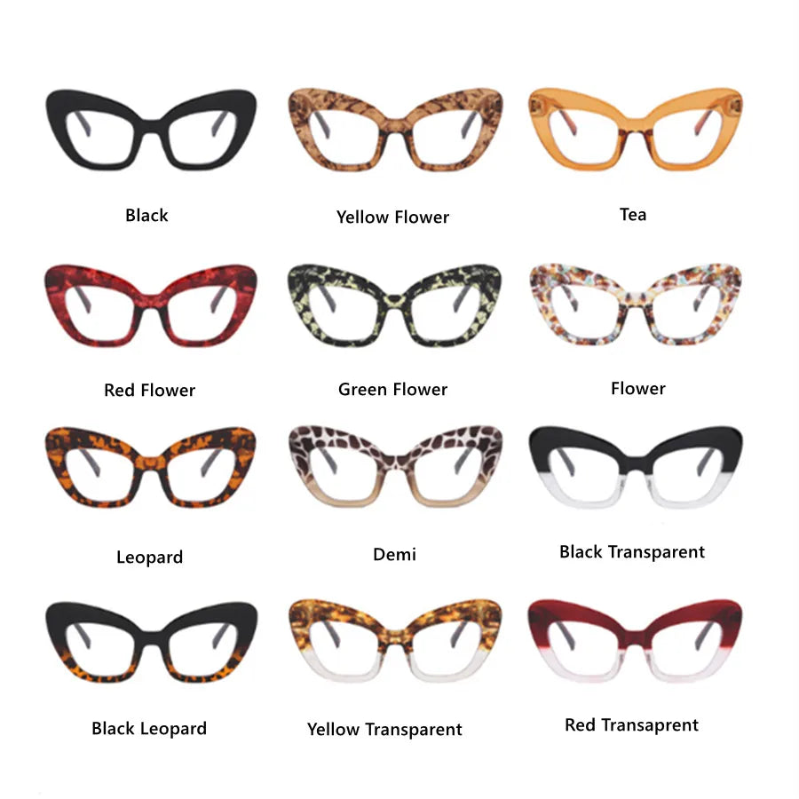 New Fashion Vintage Anti Blue Light Cat Eye Women Glasse Retro Designer Eyeglasse Frame Ladies Ins Trending Clear Computer