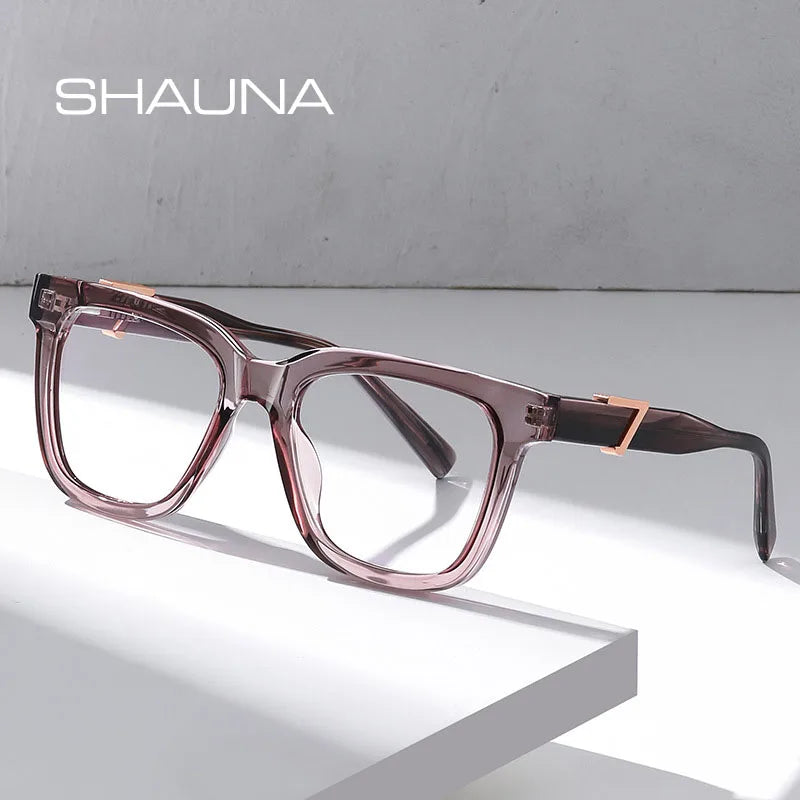 SHAUNA Spring Hinge Fashion TR90 Women Square Glasses Frame Anti-blue Light Optical Computer Eyeglasses