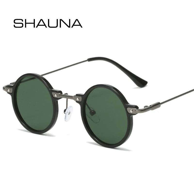 SHAUNA Retro Kleine Runde Damen Sonnenbrille Klare Ozeangläser UV400 Herren Punk Sonnenbrille