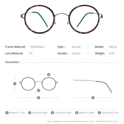 FONEX Titanium Alloy Glasses Men Round Women Eyeglass Frames Korean Screwless Eyewear 98636