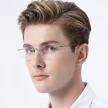 FONEX Titanium Alloy Glasses Men 2020 New Women Rimless Square Eyeglasses Frame Korean Eyewear 8107