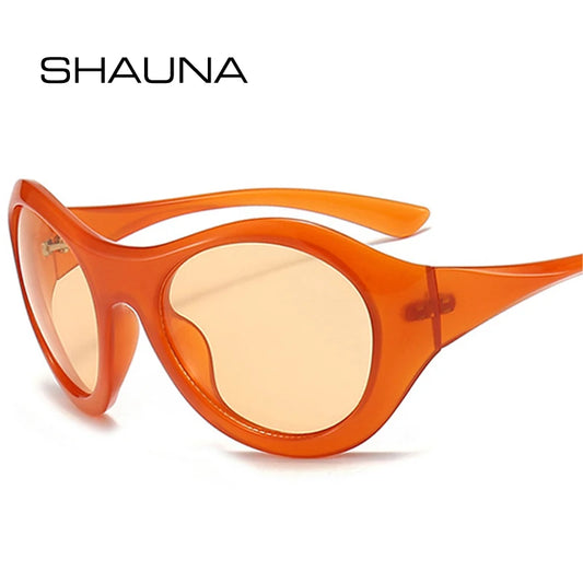 SHAUNA Übergroße ovale Sonnenbrille Damenmode Y2K Punk Männer Outdoor Sport Sonnenbrillen Shades UV400