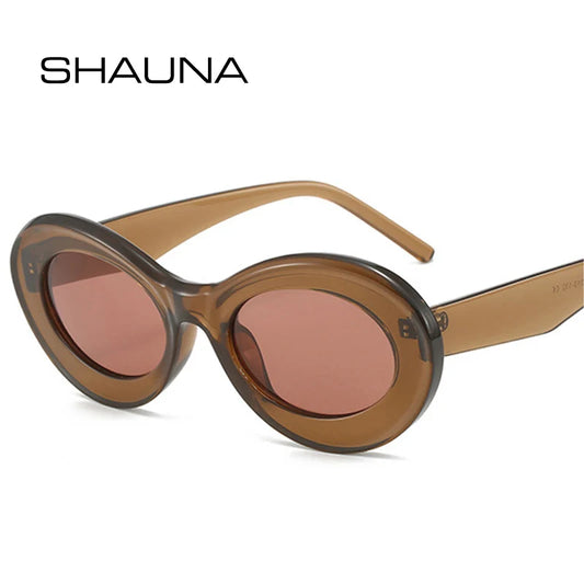 SHAUNA Nouvelles lunettes de soleil ovales pour femmes, marque de mode, styliste, nuances vertes et violettes, UV400, lunettes de soleil pour hommes