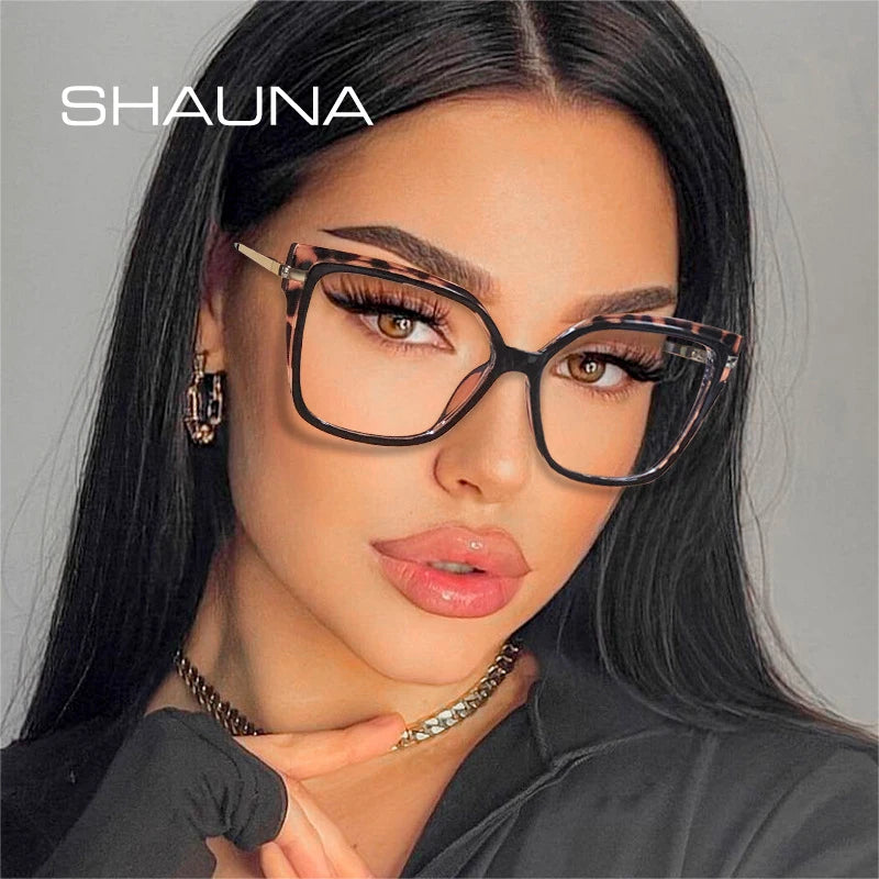 SHAUNA Retro TR90 Square Women Glasses Frame Double Colors Fashion Clear Anti-blue Light Optical Eyeglasses