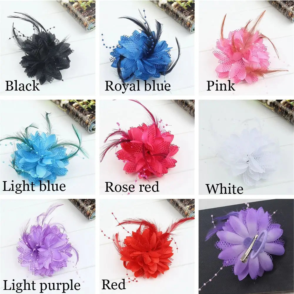 Ladies Fascinator Dance Performance Brooch Wrist Flower Bridal Hairpin Headdress Feathers Hair Clip Wedding Hair Accessories