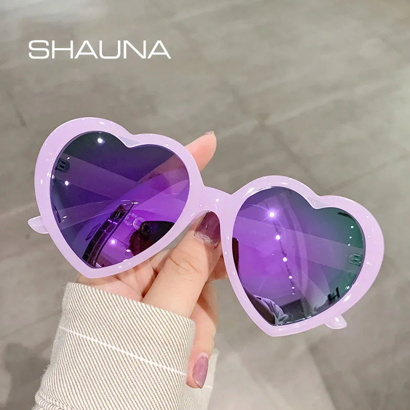 SHAUNA Metal Hinge Candy Color Women Heart Sunglasses Fashion Polarized Shades UV400