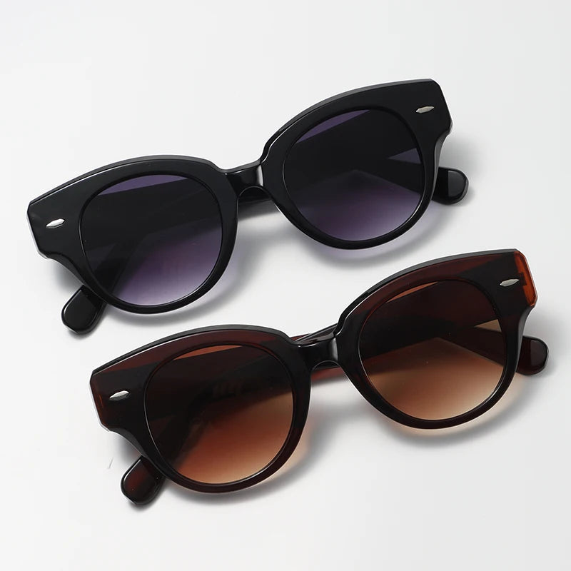 Fashion Cat Eye Women Luxury Sunglasses Retro Brand Designer Men Trending Black Brown Oval Lens Sun Glasses Shades UV400