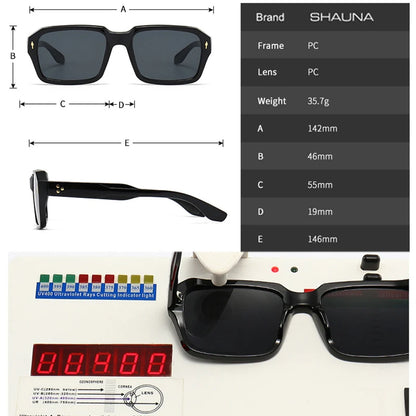 SHAUNA Retro Rivets Men Punk Gradient Sunglasses Fashion Square Women Green Tea Sun Glasses