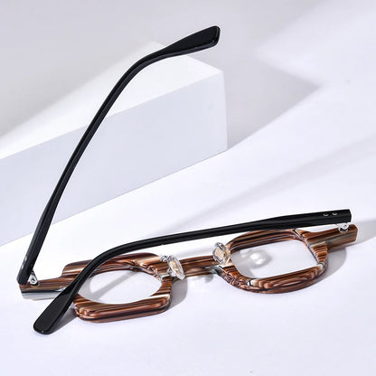 HEPIDEM Acetate Eyeglasses Frame Women 2024 New Right Square Left Round Glasses Men Spectacles Eyewear H9189