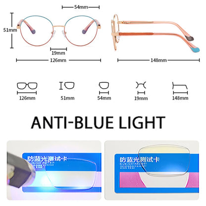 SHAUNA Clear Anti Blue Light Women Fashion Glasses Frames Retro Spring Hinge Men Round Optical Metal Frame