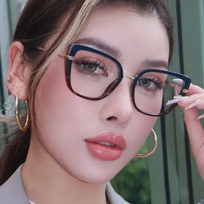 48262 Cat Eye Plastic Titanium Anti Blue Glasses Frames Ultralight Women Optical Fashion Computer Glasses