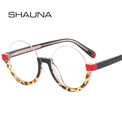 SHAUNA Fashion Round TR90 Glasses Frame Women Retro Anti-blue Light Eyewear Men Spring Hinge Colorful Leopard Optical Frame