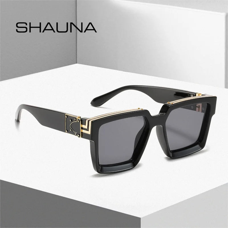 SHAUNA Retro Square Luxury Women Sunglasses Fashion Brand Designer Colorful Eyewear Shades UV400 Men Silver Mirror Sun Glasses