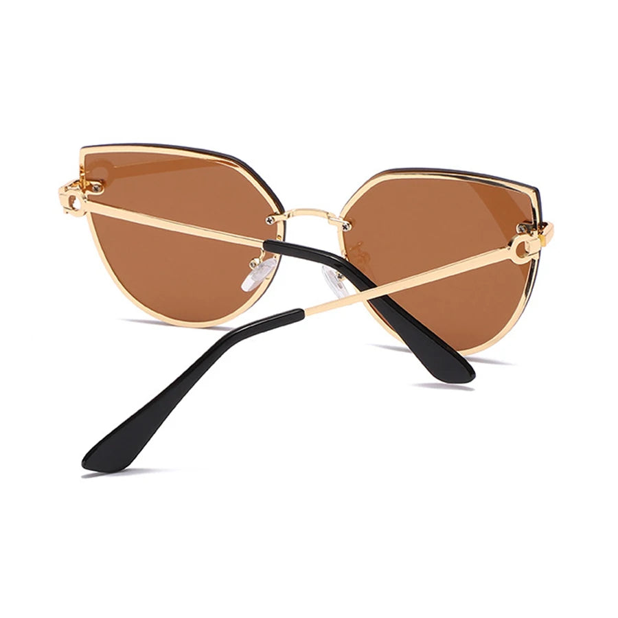 Lunettes de soleil œil de chat surdimensionnées pour femmes, marque de luxe, lunettes pour femmes et hommes, dégradé, métal, Gafas De Sol Mujer uv400