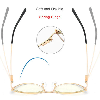 SHAUNA Spring Hinge Fashion Metal Half Frame Women Cat Eye Optical Frames Anti Blue Light Computer Glasses