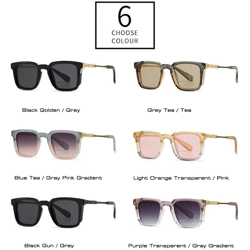 SHAUNA New Square Women Luxury Sunglasses Retro Rivets Men Gradient Shades UV400 Sun Glasses