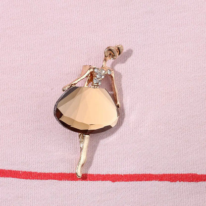 Cute Bag Gift Jewelry Crystal Badge Ballet Girl Pin Clothes Accessories Dancing Girl Brooches