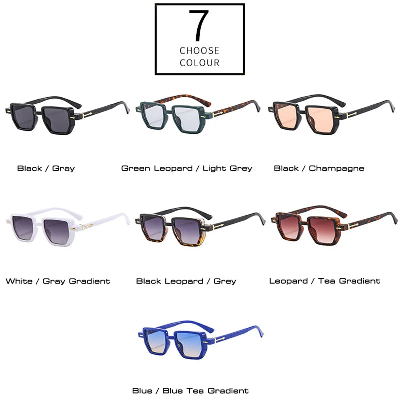 SHAUNA Retro Polygon Quadratische Damen Sonnenbrille Farbverlauf UV400 Brillen Modische Nieten Punk Sonnenbrille für Herren