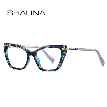 SHAUNA Anti-Blue Light Spring Hinge TR90 Fashion Women Cat Eye Optical Glasses Frames