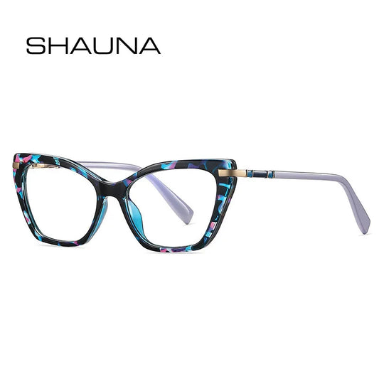 SHAUNA Anti-Blue Light Spring Hinge TR90 Fashion Women Cat Eye Optical Glasses Frames