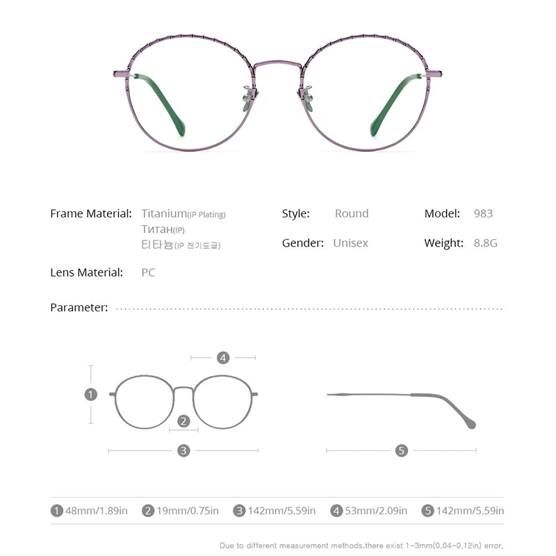 FONEX Lunettes en titane pour femmes, monture ronde rétro pour hommes, nouvelle collection 2022, lunettes coréennes vintage 983