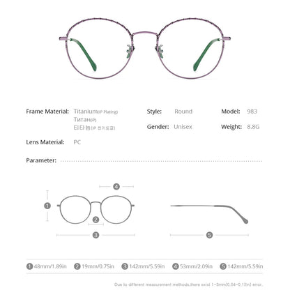 FONEX Lunettes en titane pour femmes, monture ronde rétro pour hommes, nouvelle collection 2022, lunettes coréennes vintage 983