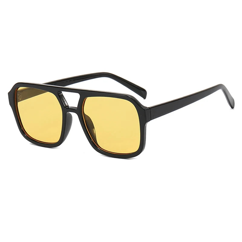 Retro Square Sunglasses Women Men New Trends Double Beam Leopard Big Sun Glasses Female Oversized Eyewear Shades UV400